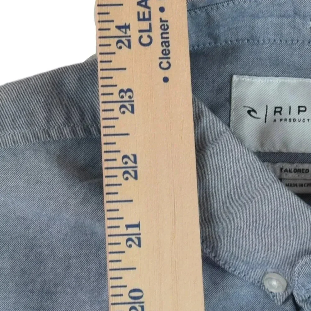 Ripcurl Men's Classic Blue Chambray Tailored Fit Slim Long Sleeve Button Shirt M